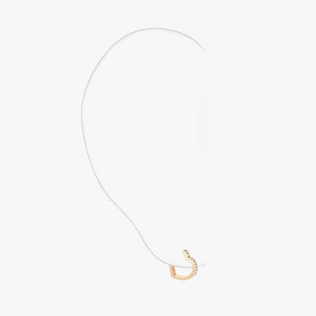 Heart hoop earring in 18-carat pink gold with diamond-paved